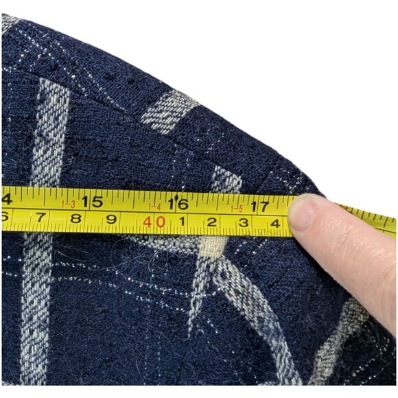 VTG Pendleton Women's Plaid 100% Virgin Wool Blazer Jacket Size 12 Navy & Cream - Picture 7 of 11